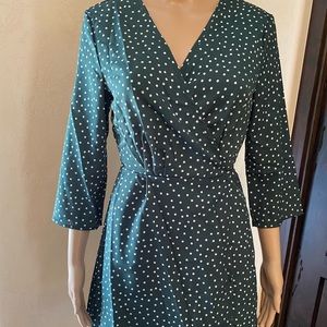 Like New! Abyoxi hunter green polka dot dress, size S